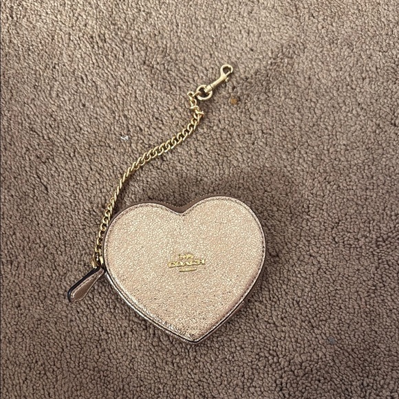 Coach Metallic Gold Heart Pouch - Picture 1 of 2